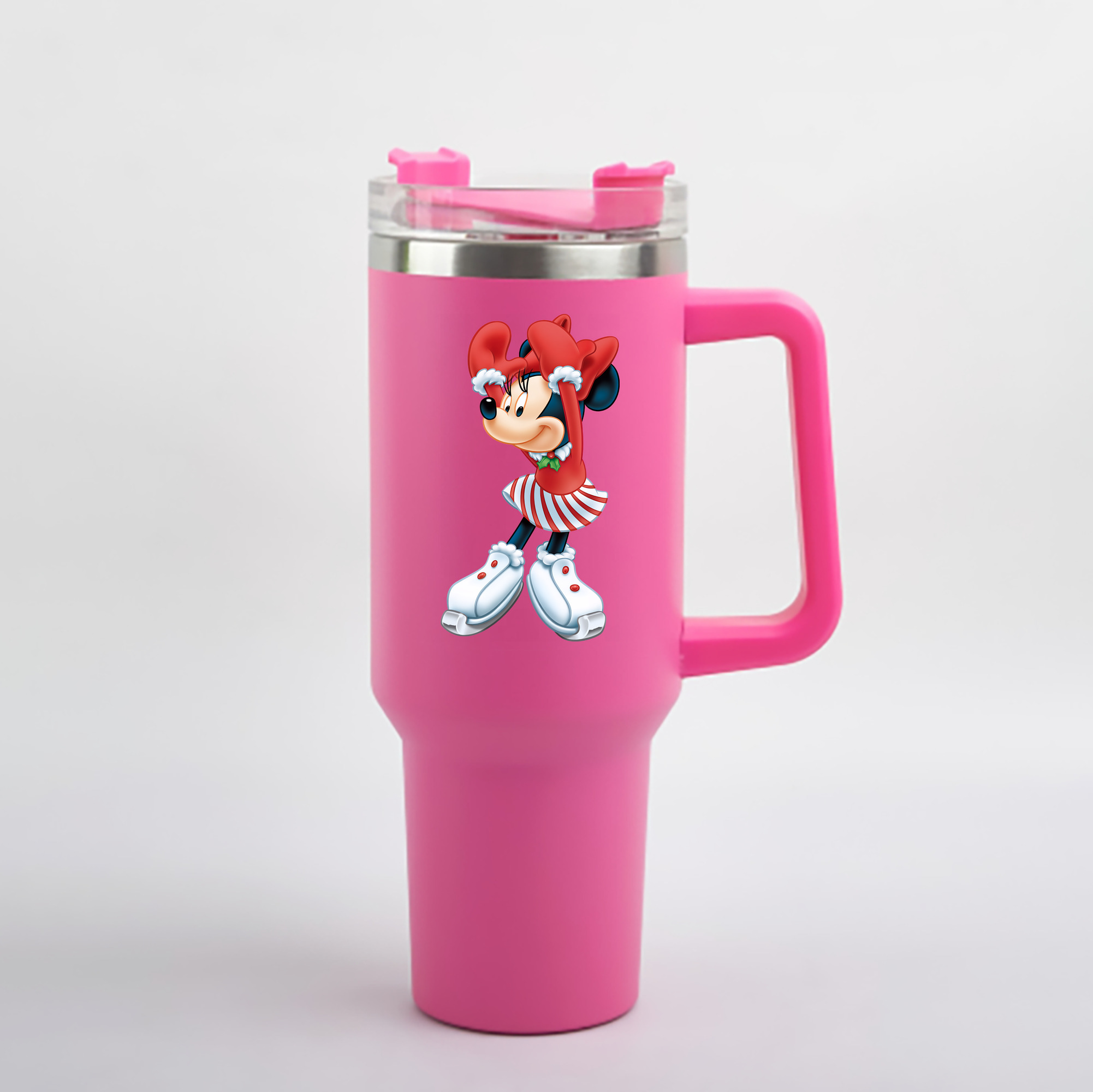 （画像用） ミッキーマウス Mickey Mouse 1200mL車用タンブラー - クリスタルステッカー（プラスチックストロー付き）